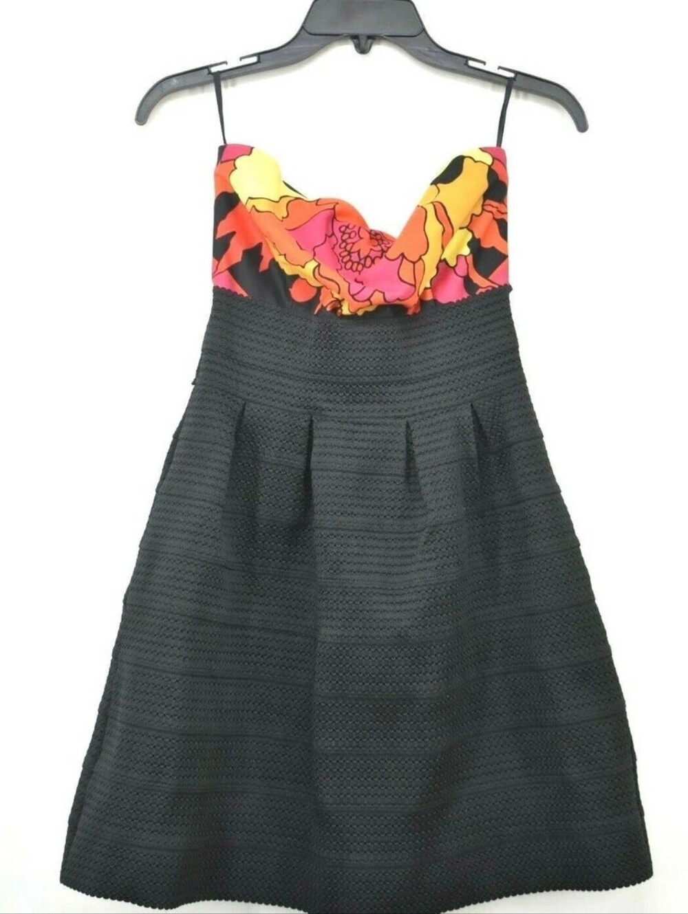 New York & Company Black Floral Vintage Y2K Strapless Dress NWT, Size Small